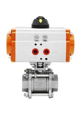 极速Q611F-16P气动30t4不锈钢丝口螺纹球阀 AT气动切断丝扣球阀DN