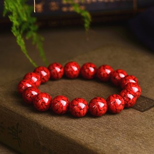 Y情人节礼物 高含量单圈手串女款 极速晶体砂朱砂手链 龙年男士