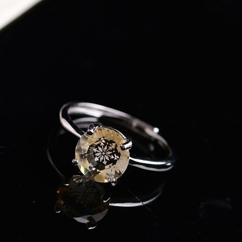 极速天然黄水晶雪o花纯银戒指 活口可调 D157