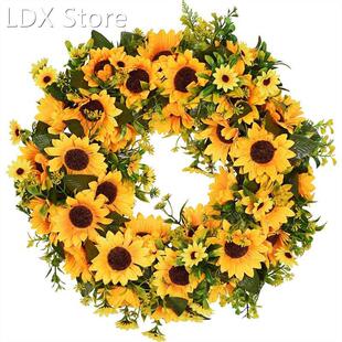 Summer 新品 Sunflower Inch DSecorative Artificial Wreath