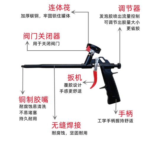 新品三工金属免清洗发泡胶枪聚氨酯填缝剂泡沬胶枪易清Z洗泡沬胶