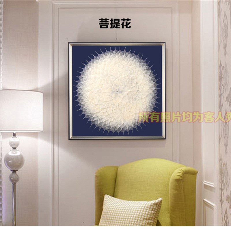 极速沙发背景墙玄关壁画s新中式禅意挂画客厅挂画菩提树叶装饰画图片