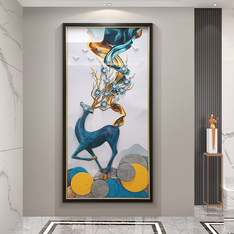 极速玄关装饰h画轻奢正对挂画现代简约立体福鹿实物画楼梯走廊过图片