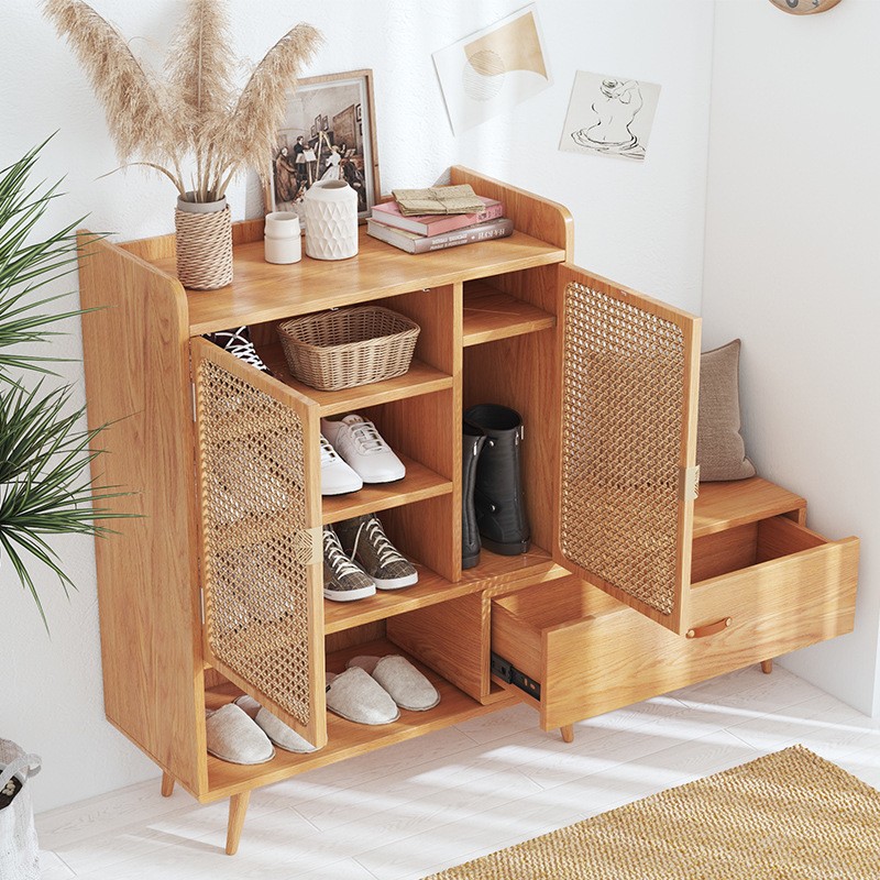 极速入门实木鞋柜客厅橡木大容量收纳柜现代简约T小户型家用门口