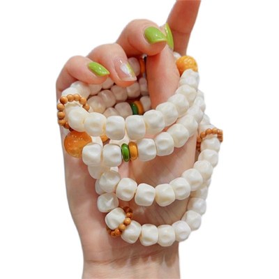 极速骆驼骨百香手串搭p配缅黄玉星球 橄榄核跑环 TY854