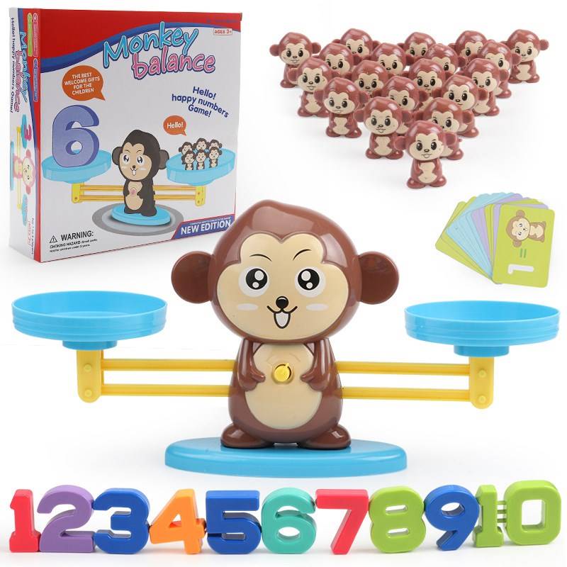 极速Math Match Board Pig Cat MoBnkey Balance Scale Number Ba