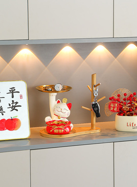 新品招财猫乔迁之喜梯子搬家仪式布置用品入户门口玄X关装饰品节