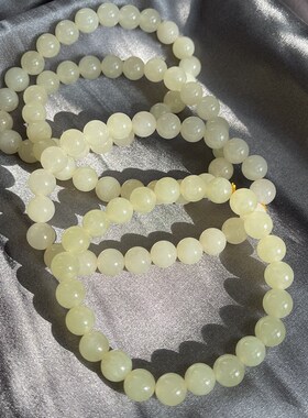 极速天然黄口和田玉圆珠手链 约8mm 油Q润颜色好 T457