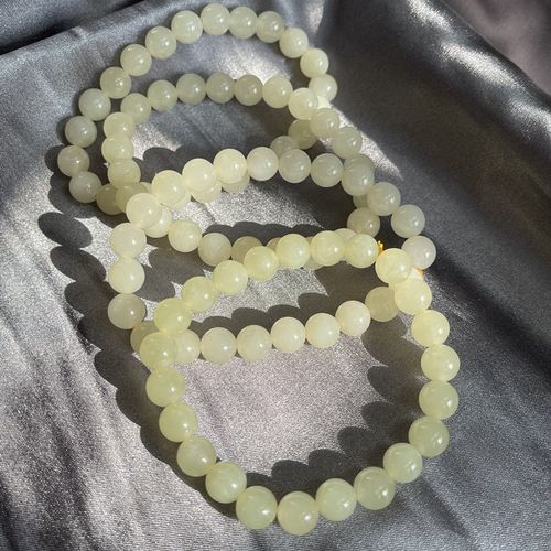 极速天然黄口和田玉圆珠手链 约8mm 油Q润颜色好 T457