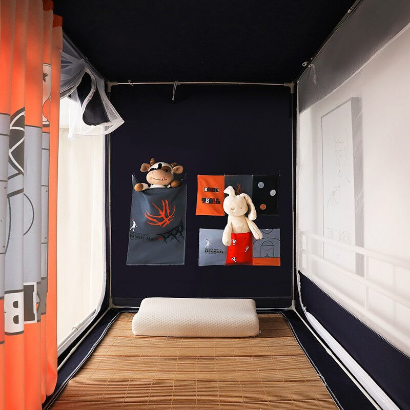 极速爱来布家纺j大学生床帘蚊帐宿舍上铺下铺一体式遮光防尘床帘0