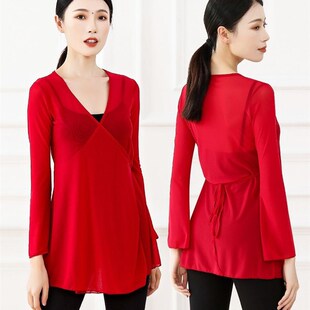 极速古典舞蹈服j上衣女身韵现代喇叭袖 纱衣飘逸中国风练功演 开衫