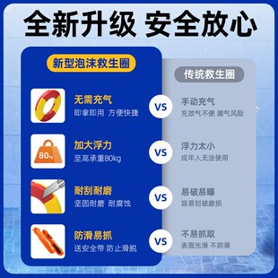 极速EVA救生圈成人跟屁虫游泳B专用儿童初学大浮力浮漂大人实心泡