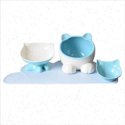 极速现货vivipent小q碗猫碗猫盆双碗猫咪碗可爱宠物碗陶瓷狗食碗