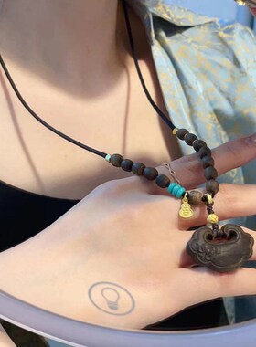 极速沉香荷花大如意锁吊坠 搭配精编棋D楠沉香项链毛衣链  TY1260