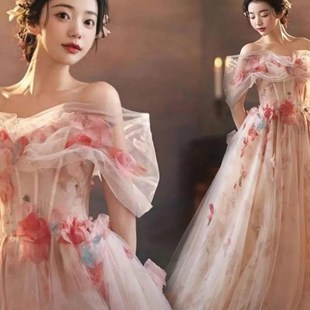 极速美神降临 玫瑰殿下新娘结婚敬酒服晨袍N宴会主持人婚纱晚礼服