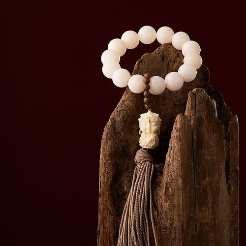 极速新品推荐冰清玉洁渡母白玉菩提手串大圆珠Q菩提根手持盘玩佛