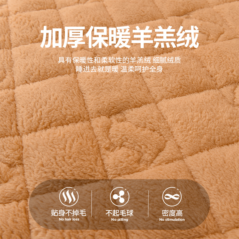 极速加厚夹e棉保暖羊羔绒床笠单件珊瑚绒款床罩席梦思床垫保护套