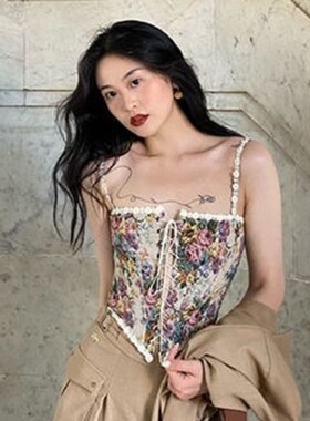 新品2021 Women Elegant Designer French Vintage PrintX Halter