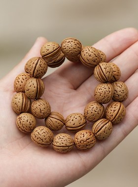 新品天然桃木桃核手链女儿v童吓惊防身护符男款手串野生小桃胡文