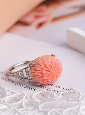 极速天然女王贝格桑花纯银戒指 活口可调Z D149