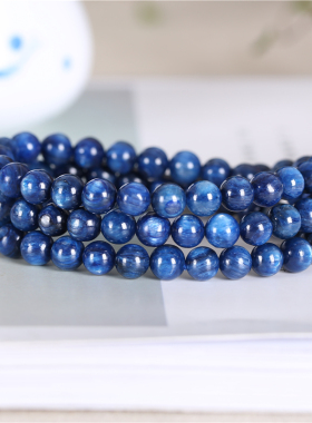 极速天然蓝e晶石三圈手链女 多层多圈佛珠手串 蓝色水晶饰品礼物