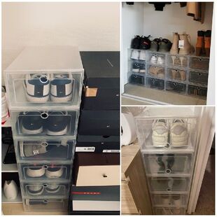 极速Fold Plastic Shoe Boxes Shoe CFabinet Shoe Organizer Box