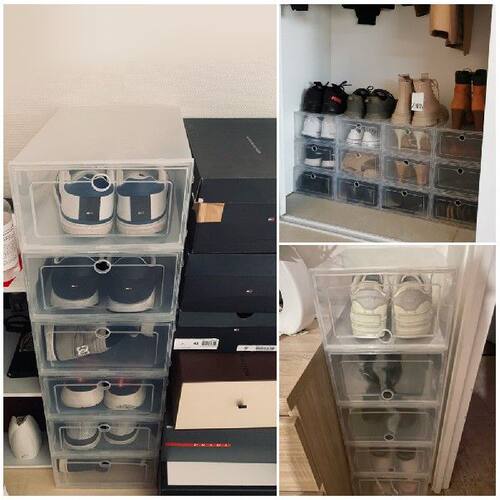 极速Fold Plastic Shoe Boxes Shoe CFabinet Shoe Organizer Box