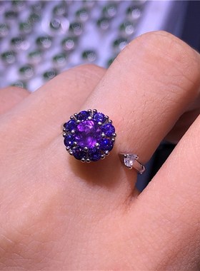 极速天然紫水晶可旋转戒指 转转戒指 特价包V邮 Y1014