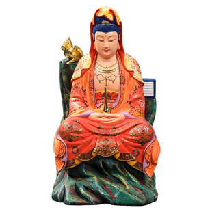 极速慈航道人神像香樟木木雕慈航仙F姑真人家用南海观音观世音大