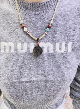 极速沉香山鬼花钱毛衣链 搭配玛瑙一线天 S紫檀 CF251