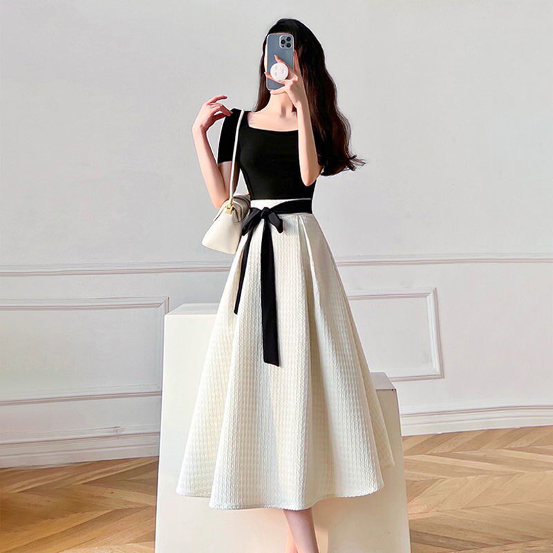 新品女神范高端气质半身p裙套装女2025夏季收到显瘦小众T恤上衣两