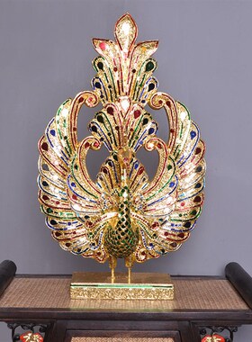 极速泰国进口孔雀摆m件泰式会所餐厅客厅摆件招财摆件玄关装饰品