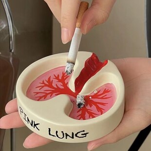 新品跨境亚马逊 ashtray a pinkE lung 创意菸灰缸摆件粉色肺装饰