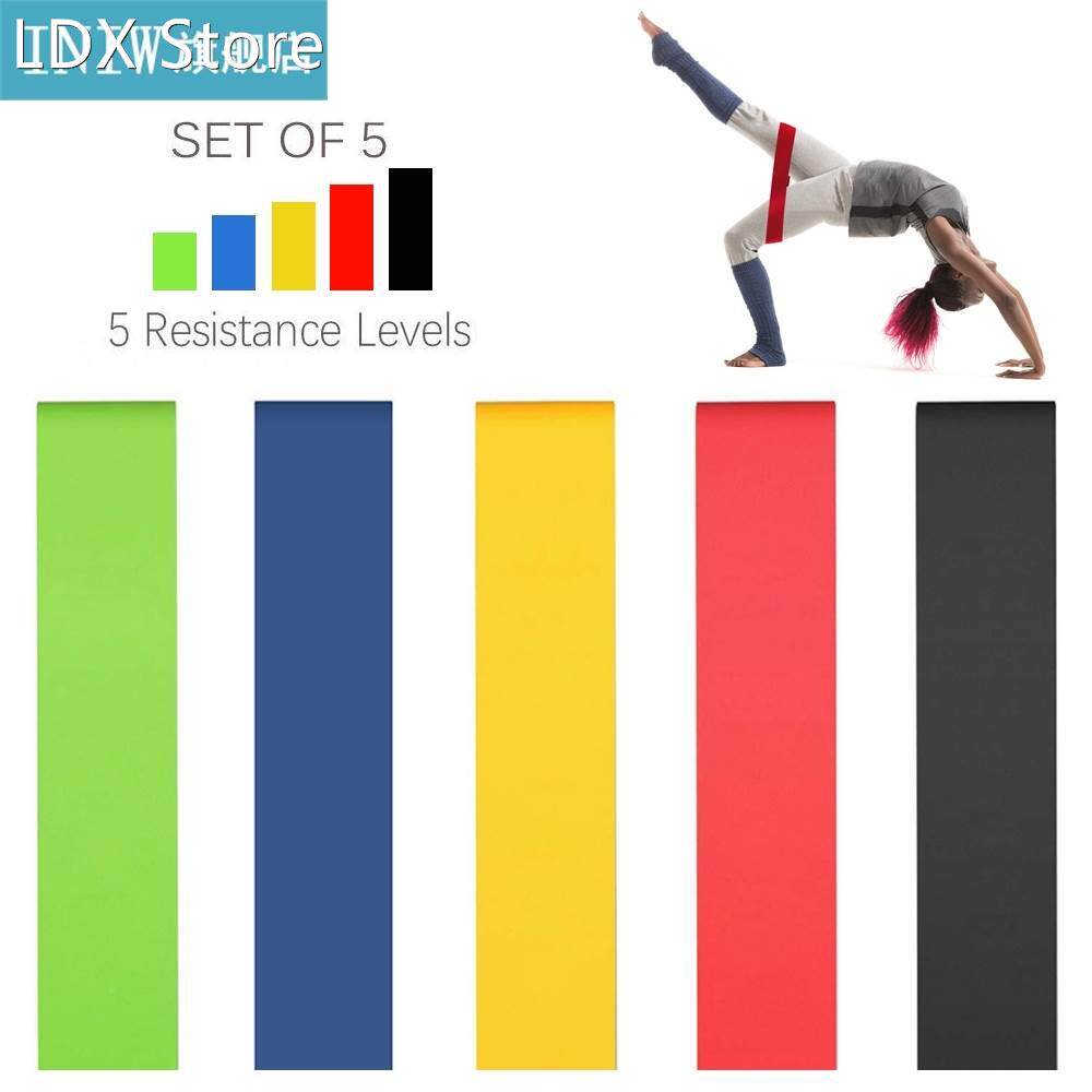 新品5pcs Yoga Resistancse Rubber Elastic Bands Indoor Outdoo