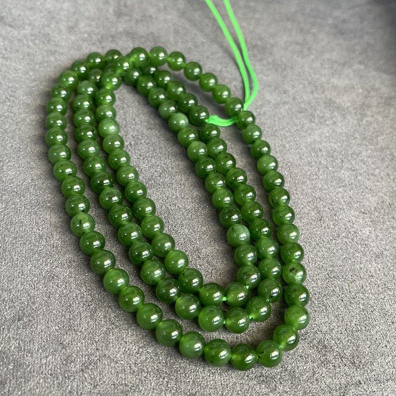 极速天然碧玉6mkm长链 DIY手链项链 有黑点颜色绿透 T395
