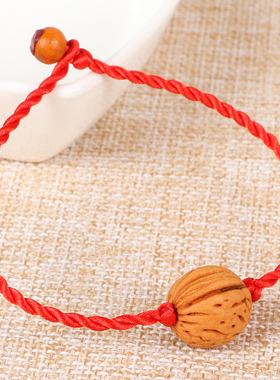 极速婴儿宝宝儿童桃木编织红手绳雕D刻桃胡桃篮奶瓶男女本命年随