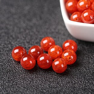 新品天然冰花龙鳞红龙纹玛瑙散珠子半成品diy手工W串珠水晶手链饰