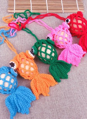 极速手工编织毛i线蛋网袋成品立夏端午节蛋袋小孩挂脖鸡蛋兜端阳