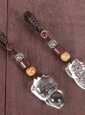 极速双猪承运白水晶生肖猪汽车钥z匙扣2022虎年福猪元宝猪吊坠挂