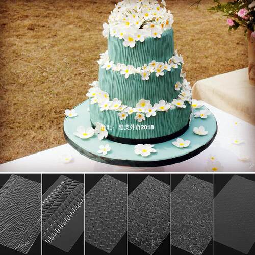 新品6Pcs Tyre Pattern Cake Biscuit Stencil FondantV Mold Tex