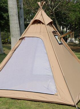 geen 外h安eron户印第A塔棉布帐086蓬3-4人野营金字塔天幕露营r棉