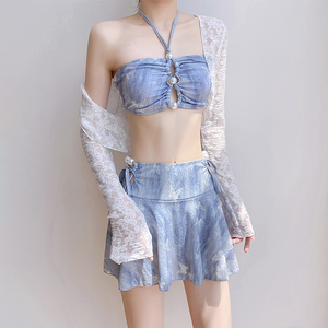 糖味小仙a女新款泳衣女保守分体泡温泉三件套高级感纯欲遮肚