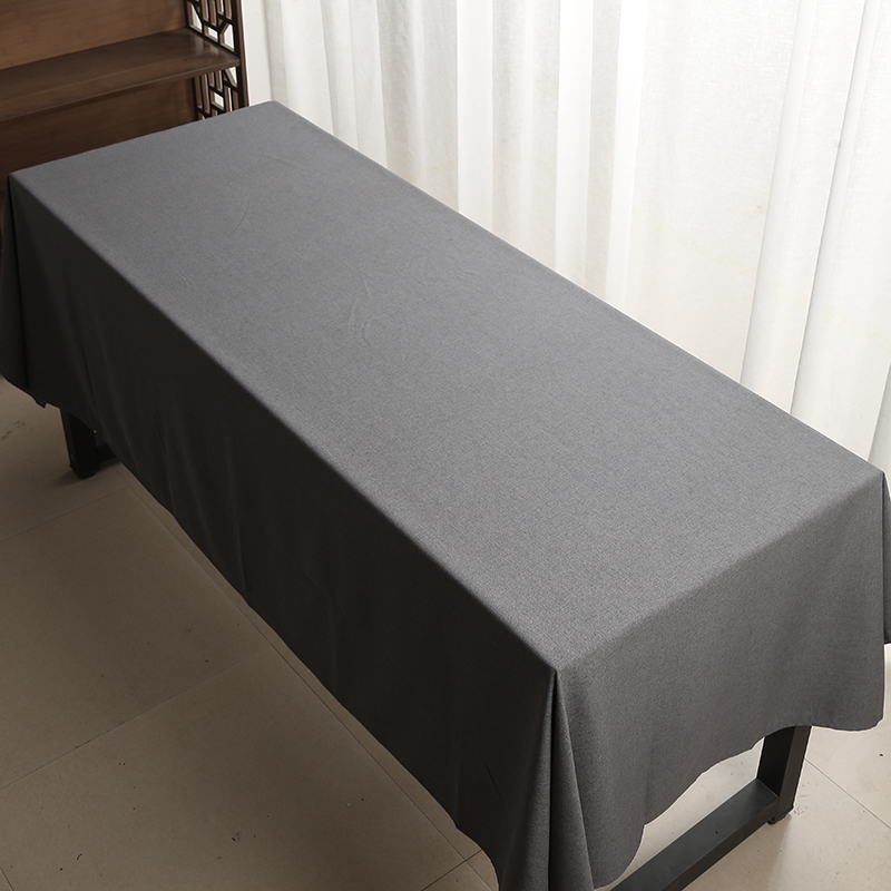 云烛 会议室桌布加大长方形灰色台布新中式桌旗茶桌布艺尺寸定制