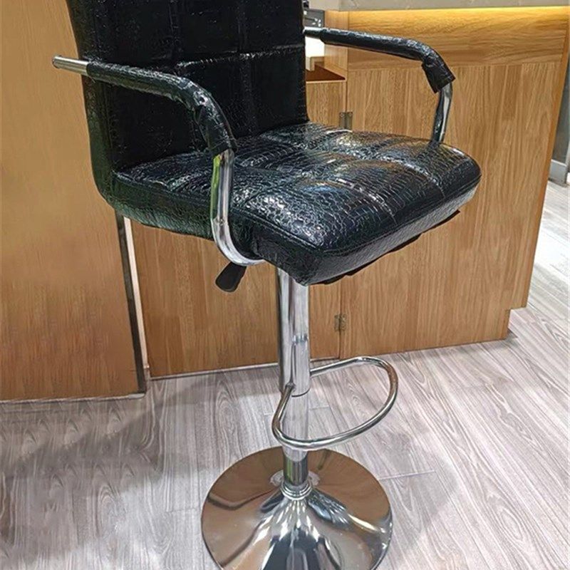 手机店理发店收银前台椅子厨房酒吧椅家用靠背带滑轮升降圆盘凳子