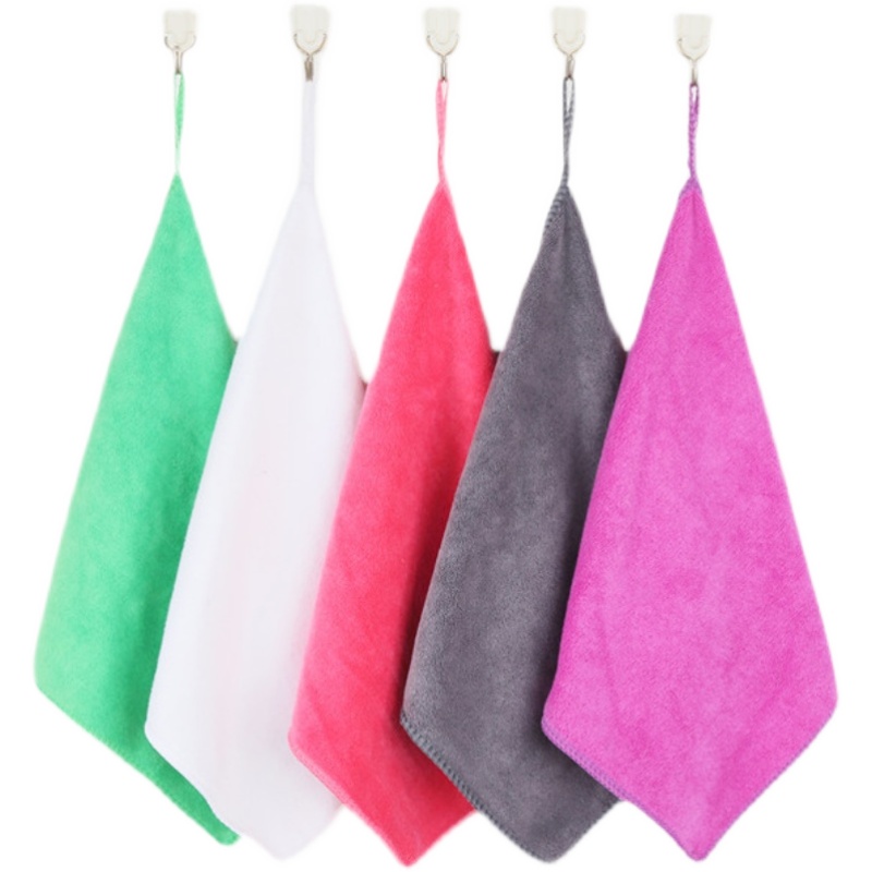 10条装加厚小毛巾吸水不掉毛挂钩四方巾厨房家务清洁抹布礼品赠品