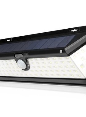 118LED太阳能防水三面人体红外感应壁灯庭院灯花园灯路灯智能