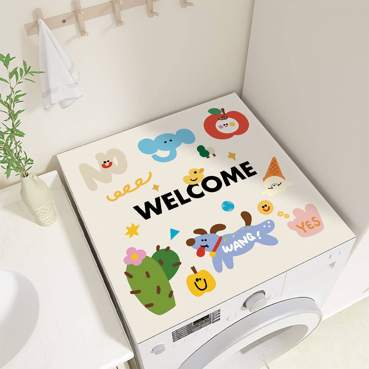 小清新硅藻泥滚筒洗衣机盖垫防水防尘防滑垫冰箱盖布床头柜垫