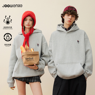 JOOWENILE重磅连帽卫衣男女款2025秋冬小熊刺绣情侣加绒加厚上衣