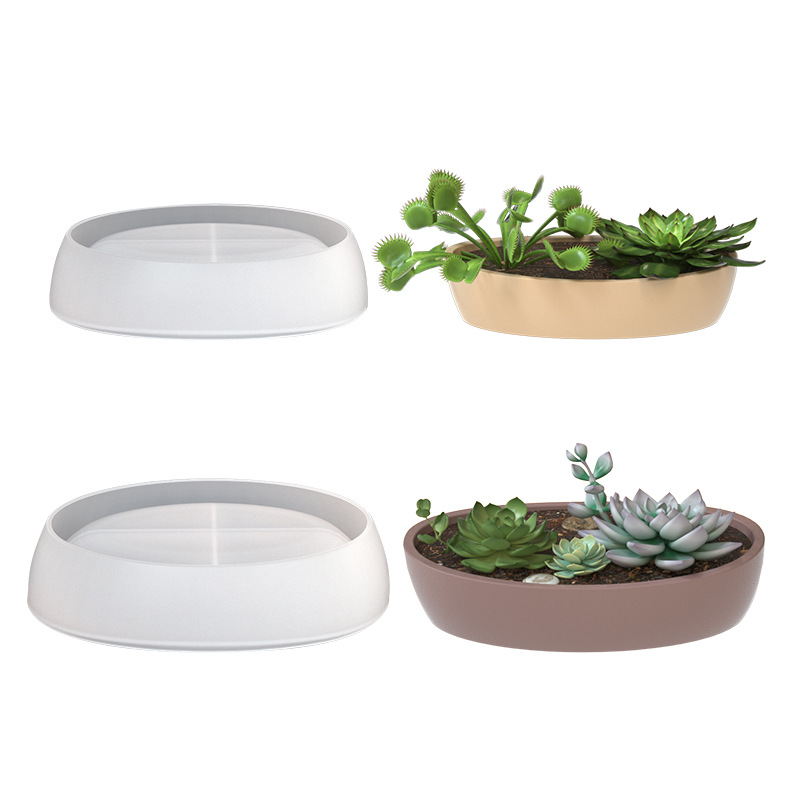 椭圆船形花盆硅胶模具DIY滴胶树脂椭圆收纳盒混泥土水泥花盆模具