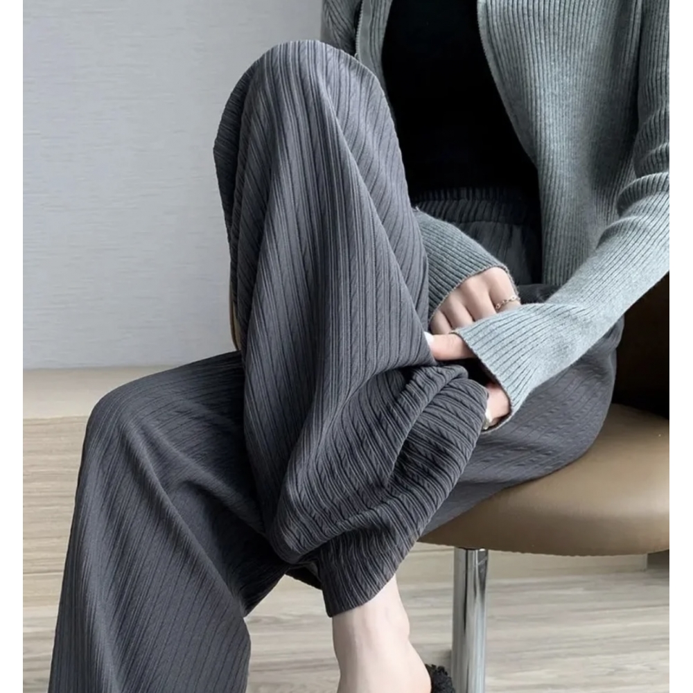 XC窄版阔腿新泡芙裤2024年春季新款高腰直筒垂感休闲垂感裤